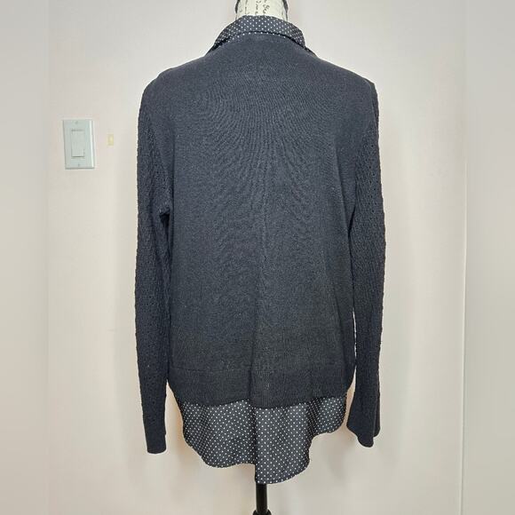Croft and Barrow Womens 2in1 Collared Sweater Blouse Long Sleeve Open Knit Large - Picture 3 of 11